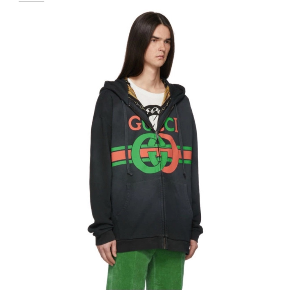 Gucci Men Jumper Hooded Distressed Full Zip Heavy Reversible Jacket - Picture 8 of 10